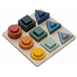 Puzzle copii, free2play, din lemn, cu sortare forme, incurajeaza imaginatia, dezvolta abilitatile motorii fine si coordonarea ochi-mana, 22,2x22,2x4,2 cm, 12 luni+, multcolor