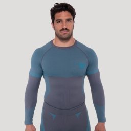 GymBeam Tricou fără cusături cu mâneci lungi OG1 Grey/Blue S