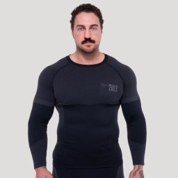 GymBeam Tricou fără cusături cu mâneci lungi OG1 Black/Grey XL
