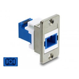 Modul fibra optica SC Simplex M-M montare panou cu laser protection flip Alb/albastru, Delock 91106