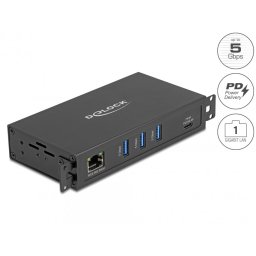 HUB carcasa metalica 3 x USB 5 Gbps + RJ45 Gigabit LAN PoE++ si 1.5 kV Isolation, Delock 64336