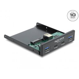 Front panel 3.5" USB 10 Gbps cu 2 x USB Type C + 2 x USB-A, Delock 64369