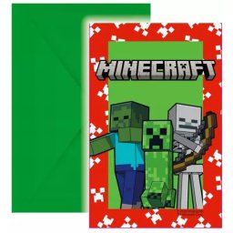 Minecraft: Invitații cu plic – set de 6 buc.