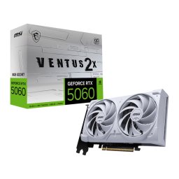 MSI Video Card NVIDIA GeForce RTX 5060 8G VENTUS 2X OC WHITE, 8GB GDDR7,128-bit, PCIe 5.0(x8), 3xDP, HDMI, RAY TRACING, Dual Fan, 8-pin PCIe, 3Y "RTX_5060_8G_VENTUS_2X_OC_WHITE" (timbru verde 7 lei)