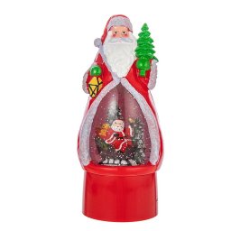 Decoratiune de Craciun, Flippy, Model Mos Craciun, Felinar Glob cu Iluminare LED si Efect Zapada, 29 x 12 x 11.5 cm, Rosu