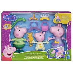 Set figurine Peppa Pig cu 3 purcelusi si accesorii interschimbabile, 15 piese