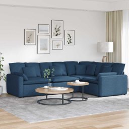 Canapea modulara cu perne, albastru, textil GartenMobel Dekor