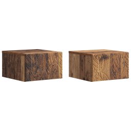 Dulap de noapte suspendat 2 pcs Lemn vechi 49 x 34,5 x 20 cm GartenMobel Dekor