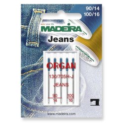Set 5 ace de cusut, pentru blugi, finete 90-100, Jeans Madeira 9457
