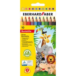 Creioane colorate plastic 10 culori Jumbo Eberhard Faber