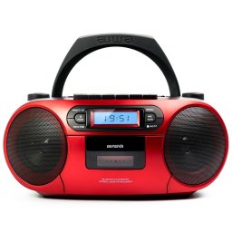 AIWA portabil retro boombox CD/MP3/USB/kazetta/BT/FM roșu RC-250RD