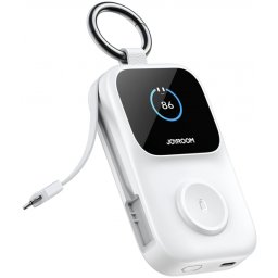 Baterie Externa Wireless Joyroom JR-W19, 5000mAh, 20W, QC + PD, 1 x Lightning - 1 x QI - 2 x USB-C, Alba