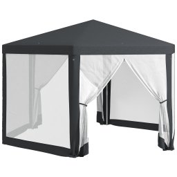 Pavilion de gradina hexagonal Re-Bloom, metal/poliester, 3.94x3.94x2.5 m, latura 200 cm, stresina 197 cm, gri - Verificat A · Re-Bloom