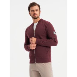 Ombre Unzipped cotton men's sweatshirt bomber - maroon