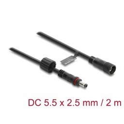 Cablu prelungitor alimentare 5.5 x 2.5mm T-M waterproof 2m Negru, Delock 67387