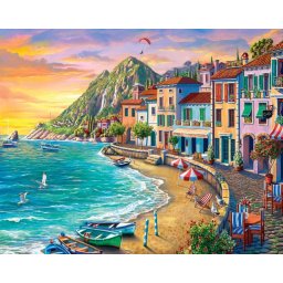 Set pictura pe numere, cu sasiu, Vacanta la mare, 40x50 cm