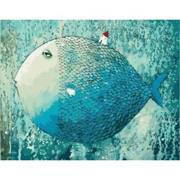 Set pictura pe numere, cu sasiu, Pestele primordial, 40x50 cm