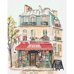 Set pictura pe numere, cu sasiu, Cafeneaua Viata Dulce, 40x50 cm