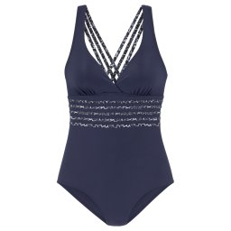 LASCANA Costum de baie întreg albastru marin / gri metalic / gri deschis