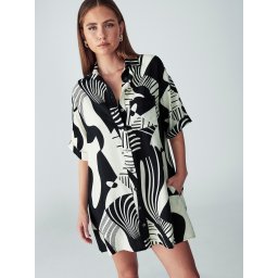 St MRLO Rochie tip bluză 'Nessa' negru / alb