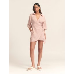 St MRLO Rochie 'BALANDRA' portocaliu somon / alb