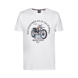 Petrol Industries Tricou 'Classic' verde jad / portocaliu deschis / negru / alb