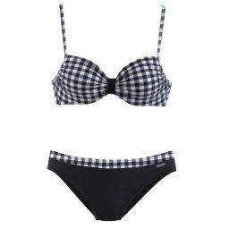 LASCANA Costum de baie două piese negru / alb