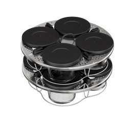 Set de 8 recipiente de sticlă cu capac și suport Tefal XA6140E0, compatibile cu aparatul de gătit multicooker Tefal Cook4me, seriile CY85xx, CY91xx, CY94xx si CY96xx, transparent