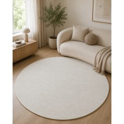 Covor Rotund Belgian Fargo 71501-056, Marime 160 x 160 cm, Alb, Inaltime Fir 7 mm, Antialergic, Polipropilena, Living, Dormitor, Sufragerie, Copii