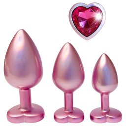 Dreamtoys Gleaming Love - set de dopuri anale în formă de inimă (roz)