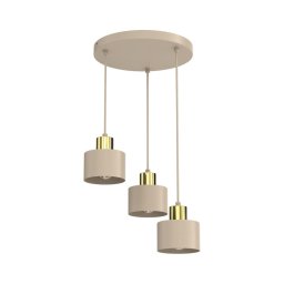 Lustră suspendată pe cablu PARKLA, 3 x E27, max. 15 W, 230 V, bej/auriu