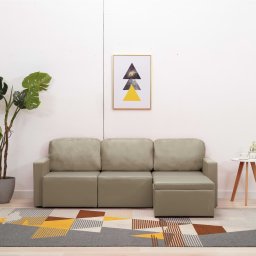 Canapea extensibila modulara, 3 locuri, cappuccino, piele eco GartenMobel Dekor