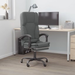 Scaun de birou rabatabil cu masaj, gri închis, material textil GartenMobel Dekor