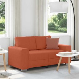 Canapea extensibila cu doua locuri, rosu portocaliu, 160x77x82 cm, material catifea reiata GartenMobel Dekor