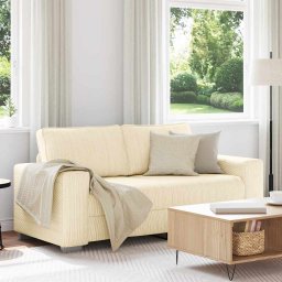 Canapea extensibila crem 180x77x82 cm, material catifea reiata GartenMobel Dekor