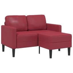 Canapea cu 2 locuri si sezlong în forma de L, rosu vin, 125 cm, piele ecologica GartenMobel Dekor