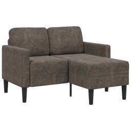 Canapea cu 2 locuri si sezlong în forma de L, gri închis, 125 cm, piele ecologica GartenMobel Dekor