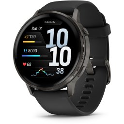 Ceas Inteligent Garmin Venu 4, 45mm, AMOLED, GPS, Wi-Fi, silicon, Slate-Negru