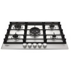 Plita incorporabila pe gaz Whirlpool GMWL 728/IXL, 73 cm, 4 arzatoare pe gaz + 1 arzator special WOK, aprindere automata, Inox