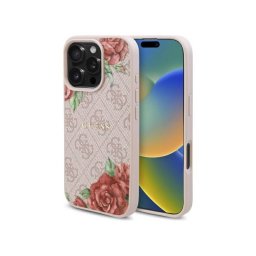 Husa Guess Apple iPhone 16 Pro 4G Flowers Print Roz