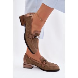 Mocasini JEZZI maro de damă cu toc