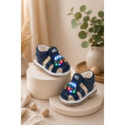 Sandalute bleumarin cu luminite pentru super bebelusi - Masinuta