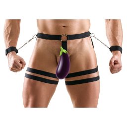 Svenjoyment Hip Harness with Cock Ring and Cuffs 2100428 Black XXL/XXXL