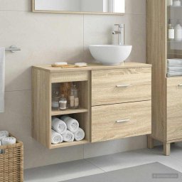 Set de mobilier pentru baie 2 pcs Stejar Sonoma Lemn prelucrat GartenMobel Dekor