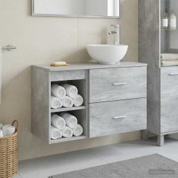 Set de mobilier pentru baie 2 pcs Gri Beton Lemn prelucrat GartenMobel Dekor