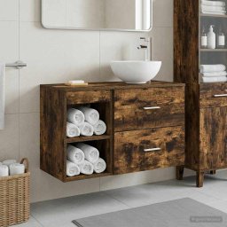 Set de mobilier pentru baie 2 pcs Stejar fumuriu Lemn prelucrat GartenMobel Dekor