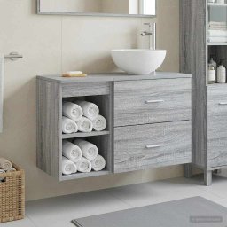 Set de mobilier pentru baie 2 pcs Sonoma gri Lemn prelucrat GartenMobel Dekor
