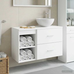 Set de mobilier pentru baie 2 pcs Alb Lemn prelucrat GartenMobel Dekor