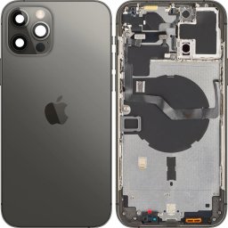 Piese si componente Capac Baterie Apple iPhone 12 Pro Max, Cu Carcasa Mijloc, Negru (Graphite), Swap