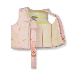 Vesta de inot copii cu protectie uv upf 50+ tropicool pink by saro , vesta flotabila evolutiva 3-6 ani